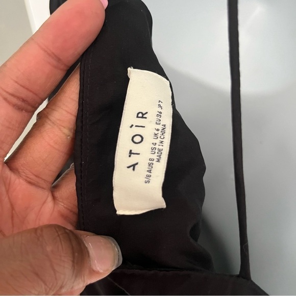 Anthropologie Atoir Sequoia Ruched Black Thigh Slit Criss Cross Dress Size 4 - Picture 11 of 16